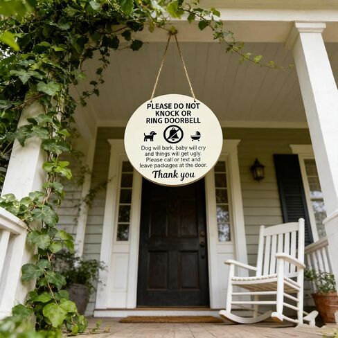 Baby Sleeping Sign For Front Door Do Not Ring Doorbell Sign Wooden Do Not Knock Or Ring Doorbell Signs Baby Sleeping No Doorbell Signs For New Parents Gifts in Saudi Arabia