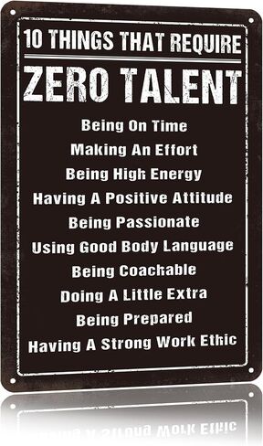 10 Things That Require Zero Talent Metal Tin Sign, Motivational Wall Decor For Office Gym Classroom, Vintage Inspirational Quote, 8x12 Inch in Kuwait