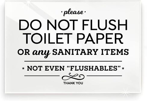 Reilly Originals 4x6 Inch Please do Not Flush Toilet Paper or Any Sanitary Products, Designer Sign ~ Ready to Stick, Lean or Frame in Kuwait