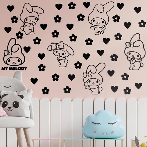 ملصق حائط فني من الفينيل - My Melody - 21 بوصة × 16 بوصة - ملصق بتصميم جميل ملهم وجذاب عصري للمنزل وغرفة النوم وغرفة المعيشة وخزانة غرفة الأطفال وغرفة اللعب والحضانة والرعاية النهارية وديكور رياض الأطفال in Kuwait
