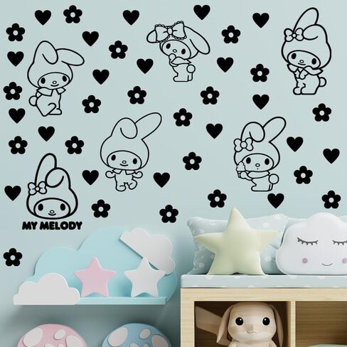 ملصق حائط فني من الفينيل - My Melody - 21 بوصة × 16 بوصة - ملصق بتصميم جميل ملهم وجذاب عصري للمنزل وغرفة النوم وغرفة المعيشة وخزانة غرفة الأطفال وغرفة اللعب والحضانة والرعاية النهارية وديكور رياض الأطفال in Kuwait