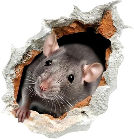 3D Mouse Wall Decal, 2 Pack Realistic Rat Hole Vinyl Stickers, Removable Waterproof Designfor Laptops, Cars,Wall, Furniture, Bedroom Decoration LB-0051 in Saudi Arabia