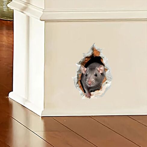 3D Mouse Wall Decal, 2 Pack Realistic Rat Hole Vinyl Stickers, Removable Waterproof Designfor Laptops, Cars,Wall, Furniture, Bedroom Decoration LB-0051 in Saudi Arabia