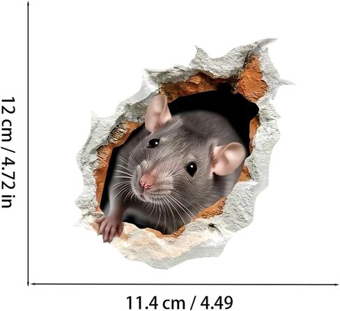 3D Mouse Wall Decal, 2 Pack Realistic Rat Hole Vinyl Stickers, Removable Waterproof Designfor Laptops, Cars,Wall, Furniture, Bedroom Decoration LB-0051 in Saudi Arabia