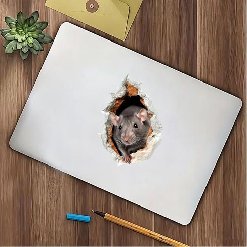 3D Mouse Wall Decal, 2 Pack Realistic Rat Hole Vinyl Stickers, Removable Waterproof Designfor Laptops, Cars,Wall, Furniture, Bedroom Decoration LB-0051 in Saudi Arabia