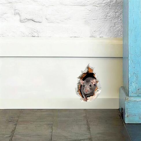 3D Mouse Wall Decal, 2 Pack Realistic Rat Hole Vinyl Stickers, Removable Waterproof Designfor Laptops, Cars,Wall, Furniture, Bedroom Decoration LB-0051 in Saudi Arabia