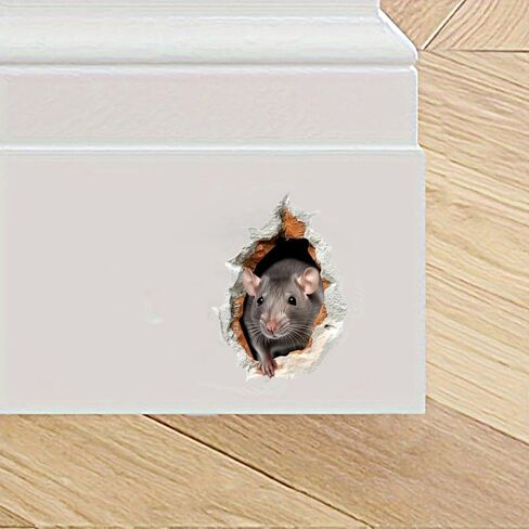 3D Mouse Wall Decal, 2 Pack Realistic Rat Hole Vinyl Stickers, Removable Waterproof Designfor Laptops, Cars,Wall, Furniture, Bedroom Decoration LB-0051 in Saudi Arabia