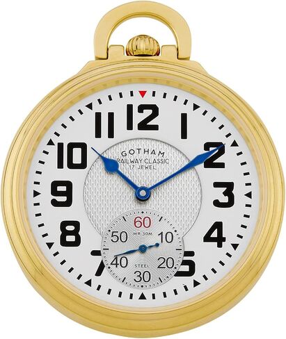 Gotham Men's Gold Plated Stainless Steel Mechanical Hand Wind Railway Classic Nostalgia Series Pocket Watch # GWC14115G in Kuwait