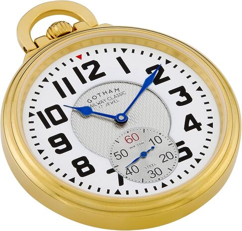 Gotham Men's Gold Plated Stainless Steel Mechanical Hand Wind Railway Classic Nostalgia Series Pocket Watch # GWC14115G in Kuwait