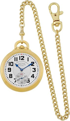 Gotham Men's Gold Plated Stainless Steel Mechanical Hand Wind Railway Classic Nostalgia Series Pocket Watch # GWC14115G in Kuwait