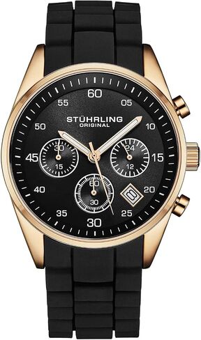 Stuhrling Original Velocity 4076 Men’s Chronograph Watch – 43mm Stainless Steel Sport Watch, Japanese Quartz Movement, Hybrid Silicone & Steel Strap, 50M Water Resistant in Kuwait