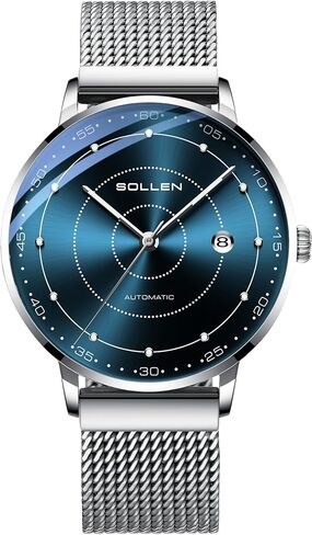 Mens Automatic Watch, Self Winding Watches for Men, Mechanical Stainless Steel 3 ATM Waterproof Luminous Luxury Business Dress Men's Wrist Watches with Calendar, Minimalist Watch Gifts for Men in Saudi Arabia