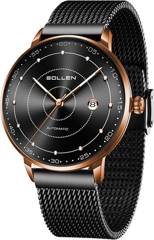 Mens Automatic Watch, Self Winding Watches for Men, Mechanical Stainless Steel 3 ATM Waterproof Luminous Luxury Business Dress Men's Wrist Watches with Calendar, Minimalist Watch Gifts for Men in Saudi Arabia
