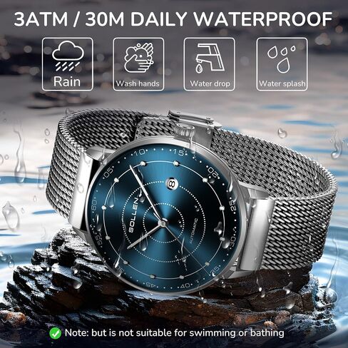 Mens Automatic Watch, Self Winding Watches for Men, Mechanical Stainless Steel 3 ATM Waterproof Luminous Luxury Business Dress Men's Wrist Watches with Calendar, Minimalist Watch Gifts for Men in Saudi Arabia