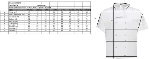 White Chef Coat, Short Sleeve, Double-Breasted, Snap Buttons, Mandarin Collar, Professional Kitchen Uniform in Kuwait