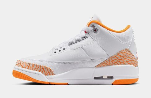 حذاء Air Jordan 3 Retro Orange Citrus للسيدات لايف ستايل (أبيض/متعدد الألوان) in Kuwait