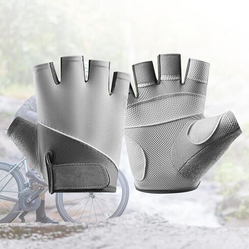 1 Pair Half Finger Sports Gloves, Polyester Anti Slip Breathable Sun Protection Cycling Gloves Fingerless Gloves for Men and Women in Kuwait