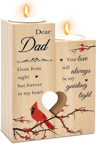 Sympathy Gifts for Loss of Dad Loved One Wooden Cardinal Candle Holders Memorial Gifts Funeral Decorations Table Decor Dad Remembrance Condolence Thinking of You Grief Presents for Loss of Father in Saudi Arabia