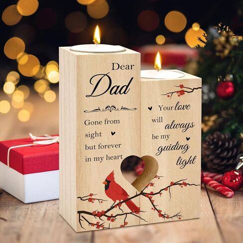 Sympathy Gifts for Loss of Dad Loved One Wooden Cardinal Candle Holders Memorial Gifts Funeral Decorations Table Decor Dad Remembrance Condolence Thinking of You Grief Presents for Loss of Father in Saudi Arabia