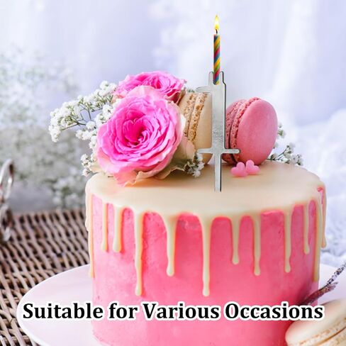 20 PCS Reusable Number Candle Holder Set, Birthday Candle Holder with Gold Finish, Stainless Steel Number Candles for Anniversary Parties and Milestone Celebrations (Silver) in Saudi Arabia