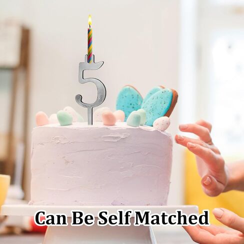20 PCS Reusable Number Candle Holder Set, Birthday Candle Holder with Gold Finish, Stainless Steel Number Candles for Anniversary Parties and Milestone Celebrations (Silver) in Saudi Arabia