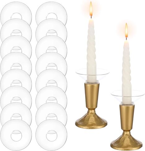 16 Pcs Clear Candle Drip Protectors, 2.75 Inch Round Glass Bobeches for Candlestick Holders, Wax Catchers for Taper Candles, Wedding Party Church Home Decor in Saudi Arabia
