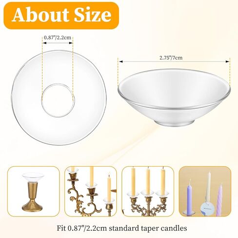 16 Pcs Clear Candle Drip Protectors, 2.75 Inch Round Glass Bobeches for Candlestick Holders, Wax Catchers for Taper Candles, Wedding Party Church Home Decor in Saudi Arabia