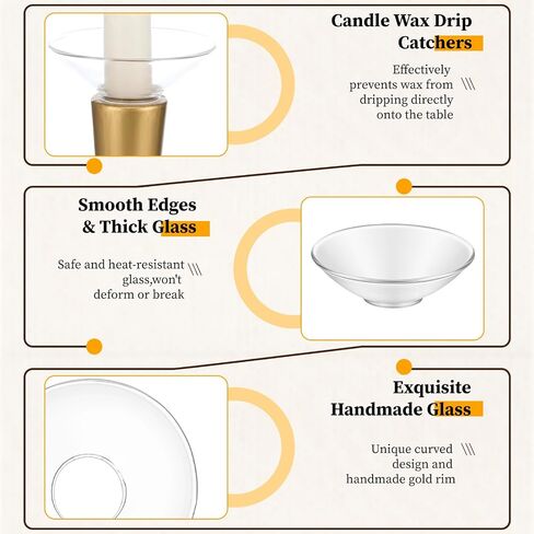 16 Pcs Clear Candle Drip Protectors, 2.75 Inch Round Glass Bobeches for Candlestick Holders, Wax Catchers for Taper Candles, Wedding Party Church Home Decor in Saudi Arabia
