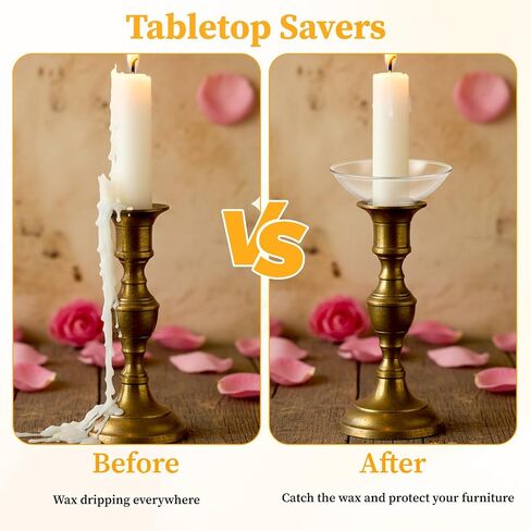 16 Pcs Clear Candle Drip Protectors, 2.75 Inch Round Glass Bobeches for Candlestick Holders, Wax Catchers for Taper Candles, Wedding Party Church Home Decor in Saudi Arabia