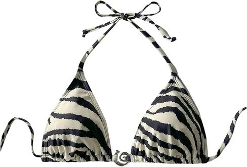 SHENHE Women's Triangle Halter Bikini Top Zebra Print Tie Back Swimsuit Bathing Suit Top in Kuwait