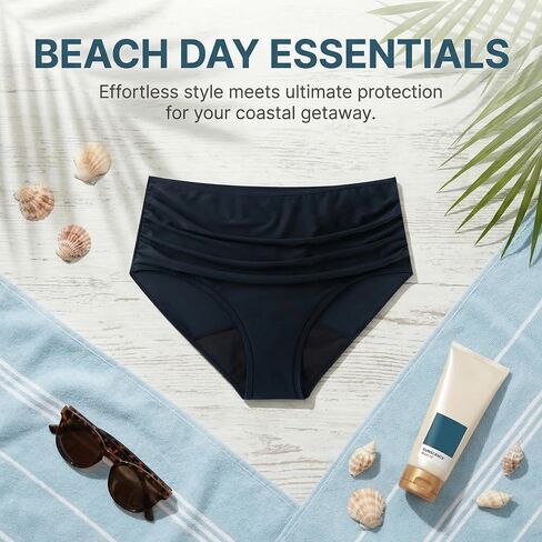 Period Swimwear Bottom for Women, Menstruation Leakproof Swimsuit Bottom, Ruched, Tummy Control, High-Waist in Saudi Arabia