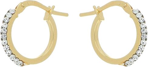Round Earrings with White Crystals in Gold 18k and 925 Sterling Silver (Yellow, 10mm) in Saudi Arabia