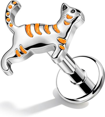 Novelty Stud Earring Jump Cat Fish Bone Butterfly Design Fashion Body Piercing Jewelry 16g 6mm Flat Back Surgical Steel Fashion Body Piercing Jewelry in Saudi Arabia