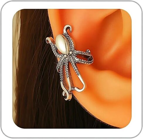 Gold Octopus Stud Earrings for Women Goth Octopus Ear Clip Earring Vintage Punk Earring Emo Accessories Seashell Jewelry Halloween Jewelry Accessory for Women in Saudi Arabia