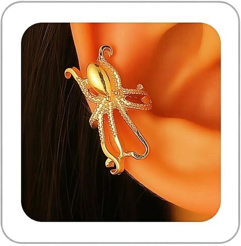 Gold Octopus Stud Earrings for Women Goth Octopus Ear Clip Earring Vintage Punk Earring Emo Accessories Seashell Jewelry Halloween Jewelry Accessory for Women in Saudi Arabia