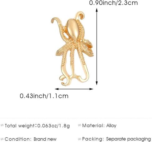 Gold Octopus Stud Earrings for Women Goth Octopus Ear Clip Earring Vintage Punk Earring Emo Accessories Seashell Jewelry Halloween Jewelry Accessory for Women in Saudi Arabia