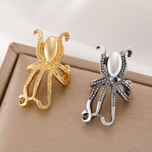 Gold Octopus Stud Earrings for Women Goth Octopus Ear Clip Earring Vintage Punk Earring Emo Accessories Seashell Jewelry Halloween Jewelry Accessory for Women in Saudi Arabia
