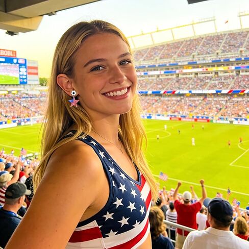 4Pairs Acrylic Soccer Earrings for Women American Flag Stud Earrings for Game Day Outfits Sport Lover Gifts in Saudi Arabia