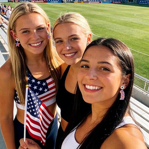 4Pairs Acrylic Soccer Earrings for Women American Flag Stud Earrings for Game Day Outfits Sport Lover Gifts in Saudi Arabia