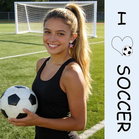 4Pairs Acrylic Soccer Earrings for Women American Flag Stud Earrings for Game Day Outfits Sport Lover Gifts in Saudi Arabia