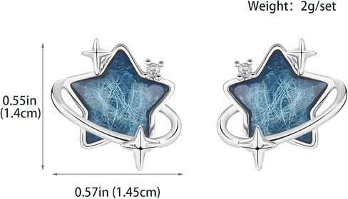 Blue Star Stud Earrings, Delicate Compact Earrings for Women, Silver in Saudi Arabia