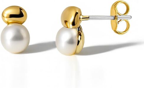 Altitude Boutique AAA Freshwater Cultured Pearl Drop Earrings | 14K Gold-Plated or Rhodium-Plated Studs | Small Round Pearl (5.5–6mm) or Large Baroque Shape (9x12mm) | Minimalist & Modern Jewelry for Women in Kuwait