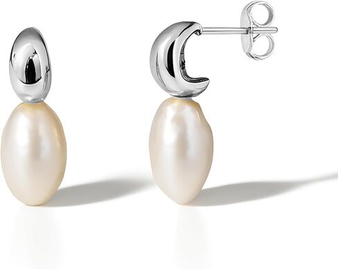 Altitude Boutique AAA Freshwater Cultured Pearl Drop Earrings | 14K Gold-Plated or Rhodium-Plated Studs | Small Round Pearl (5.5–6mm) or Large Baroque Shape (9x12mm) | Minimalist & Modern Jewelry for Women in Saudi Arabia