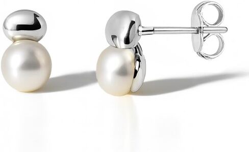 Altitude Boutique AAA Freshwater Cultured Pearl Drop Earrings | 14K Gold-Plated or Rhodium-Plated Studs | Small Round Pearl (5.5–6mm) or Large Baroque Shape (9x12mm) | Minimalist & Modern Jewelry for Women in Saudi Arabia