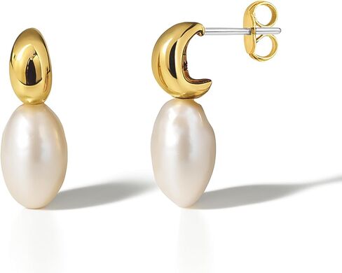 Altitude Boutique AAA Freshwater Cultured Pearl Drop Earrings | 14K Gold-Plated or Rhodium-Plated Studs | Small Round Pearl (5.5–6mm) or Large Baroque Shape (9x12mm) | Minimalist & Modern Jewelry for Women in Saudi Arabia