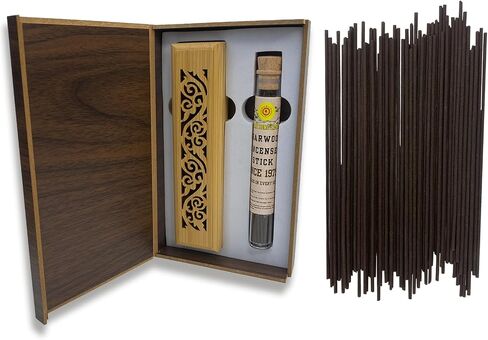 Sandalwood Incense Sticks - 120 Core-Free Low Smoke Incense with Brass Holder for Aromatherapy, Meditation, Yoga - Pet Friendly Eco-Friendly Gift Set - Pure Scent 45-60 Burn Time in Kuwait
