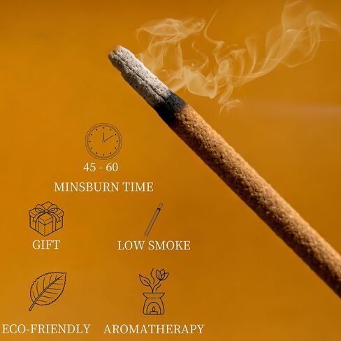 Sandalwood Incense Sticks - 120 Core-Free Low Smoke Incense with Brass Holder for Aromatherapy, Meditation, Yoga - Pet Friendly Eco-Friendly Gift Set - Pure Scent 45-60 Burn Time in Kuwait