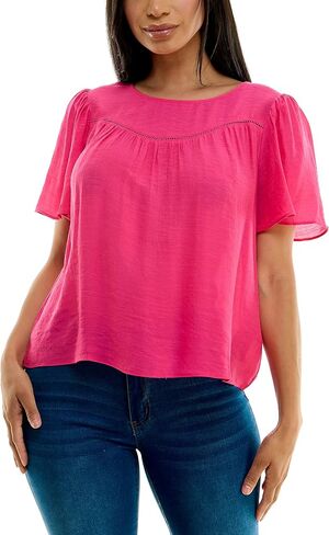 Nanette Lepore Womens Flutter Sleeve Top with Faggoting Details Shirt in Saudi Arabia