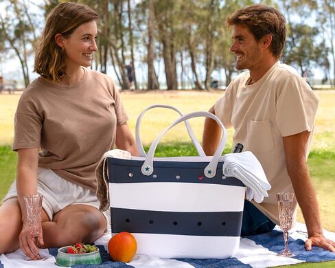 COJU Rubber Tote Bag Waterproof Large Tote Bag for Beach Poolside Travel (Navy) in Saudi Arabia