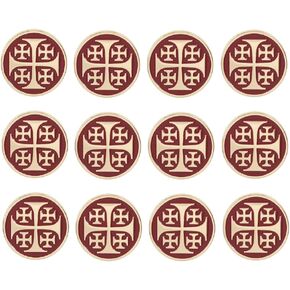 Jerusalem Cross Enamel Brooch Pin, Round, Gold and Red, 1.2 Inch, Religious Crusader Symbol, 12 Pack in Kuwait